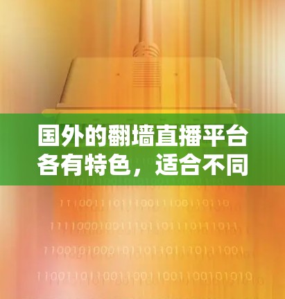 国外的翻墙直播平台各有特色，适合不同类型的观众和需求。以下是一些推荐的平台及其特点