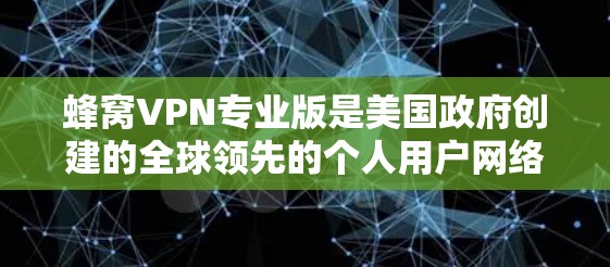 蜂窝VPN专业版是美国政府创建的全球领先的个人用户网络服务，旨在提供安全、高效、便捷的网络保护解决方案。以下是对蜂窝VPN专业版的详细分析